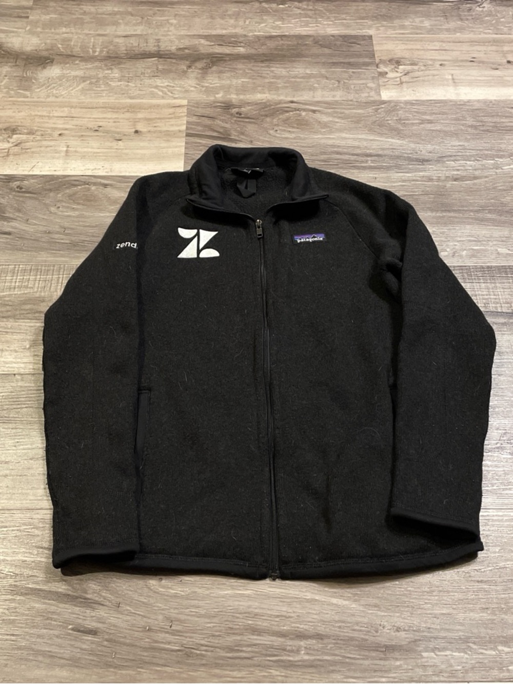 Patagonia Black Fleece Jacket with Multicolor Logo